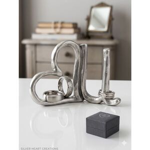 Tamar Mensios Studio Pewter Heart U Ring Holder Hand Made Signed Jewelry Gift
